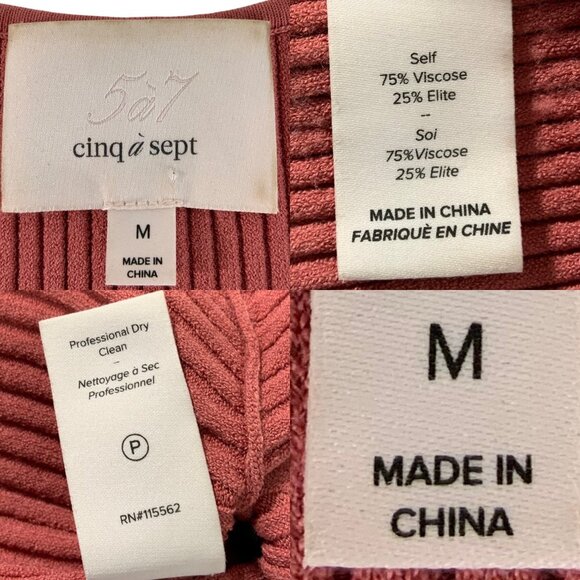 Cinq A Sept Ellen Knit Tank Top M Rosewood Handkerchief Ribbed - Picture 4 of 12